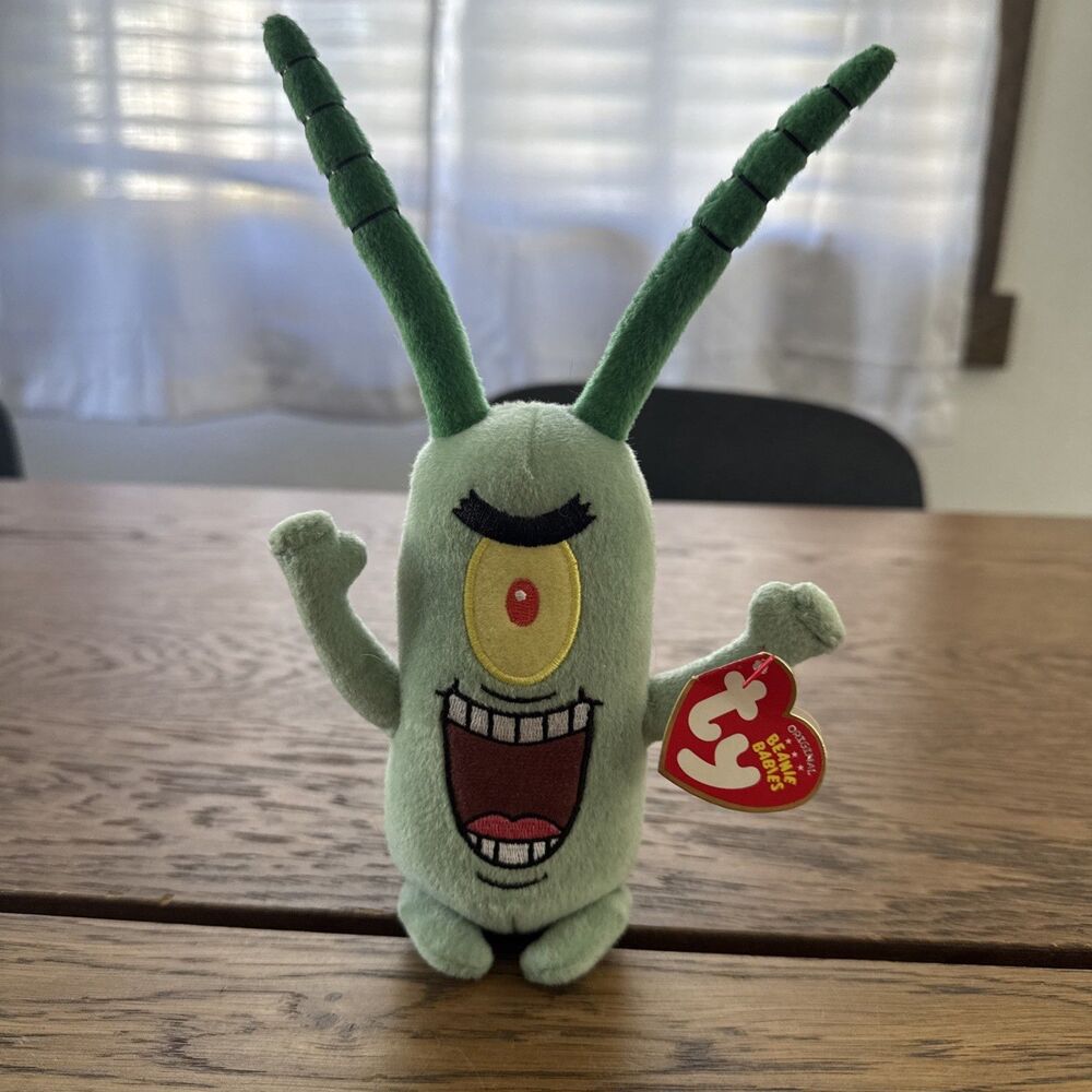 Vintage ty beanie baby - sheldon j plankton - SpongeBob - new w/tags retired